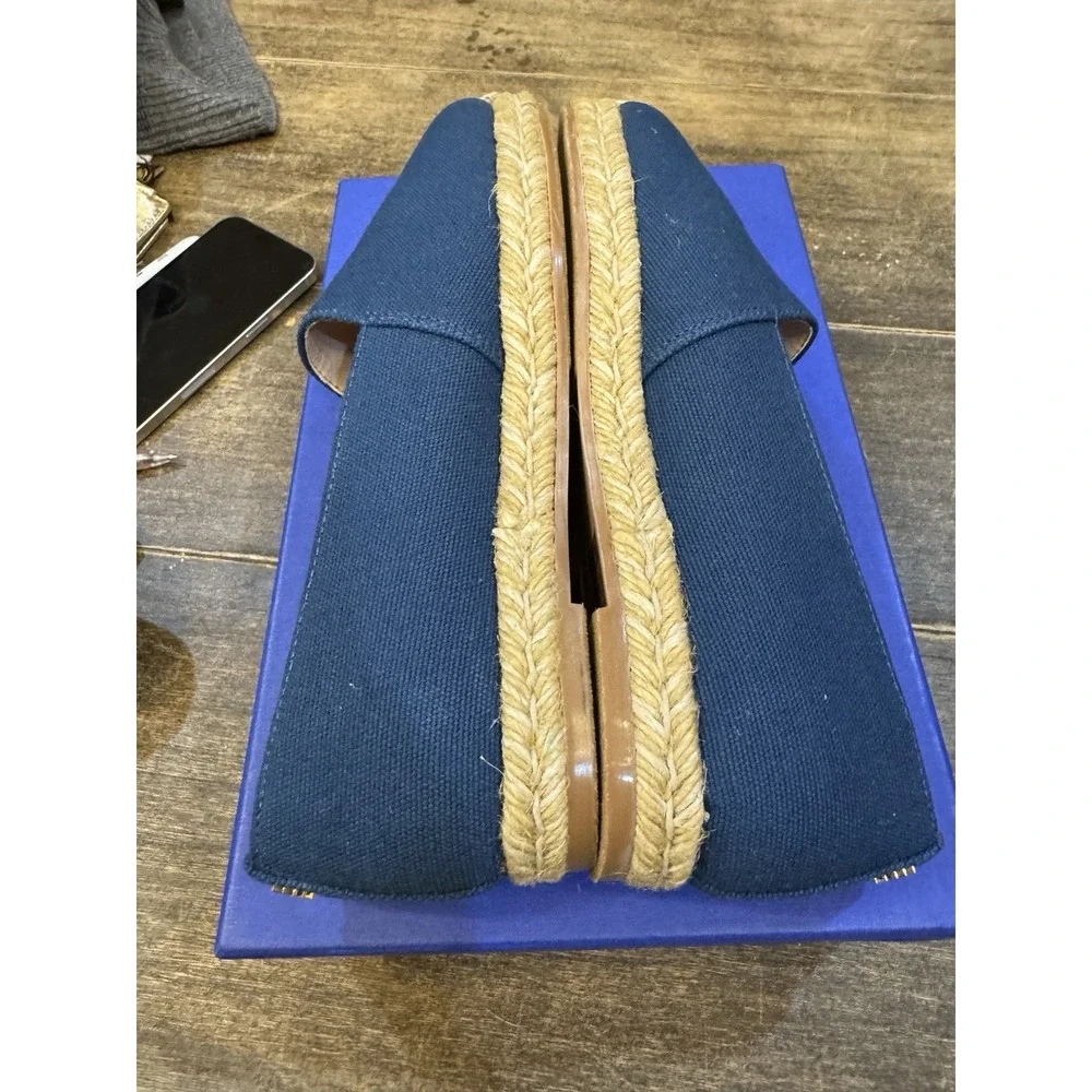 Stuart Weitzman womens Dree Slide Espadrille Blue Canvas Size 5 Slip On Loafer